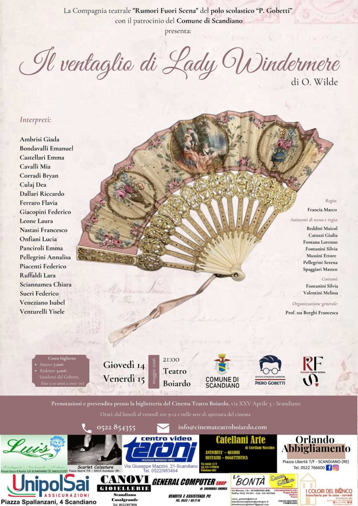 Immagine locandina rappresentazione teatrale "Il ventaglio di Lady Windermere" di O. Wilde